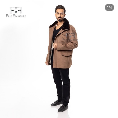 Fabric Jacket  With Cotton  Lining, Rex Rabbit And Hood -0106-  Beige