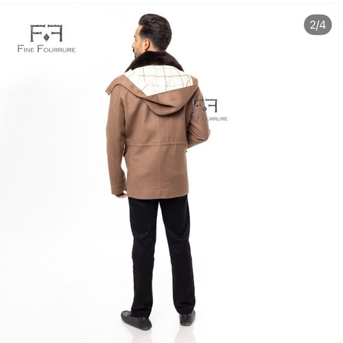 Fabric Jacket  With Cotton  Lining, Rex Rabbit And Hood -0106-  Beige