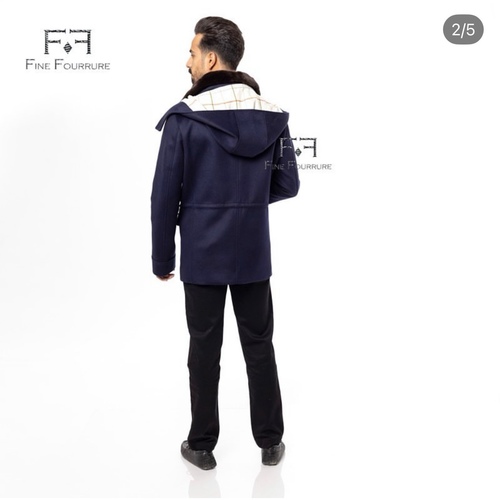 Fabric Jacket  With Cotton  Lining, Rex Rabbit And Hood -0106-  Dark Blue