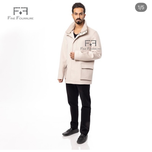 Fabric Jacket  With Cotton  Lining And High Neck With Rex Rabbit - 024 - 26