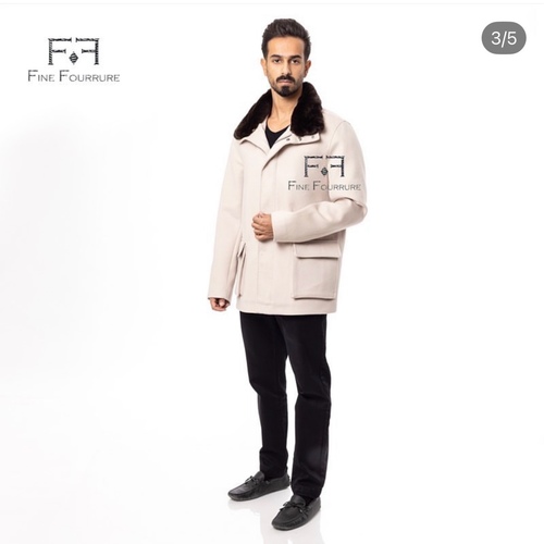 Fabric Jacket  With Cotton  Lining And High Neck With Rex Rabbit - 024 - 26