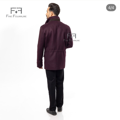 Fabric Jacket  With Cotton  Lining And High Neck -0104- Dark Maroon