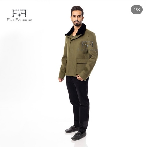 Fabric Jacket  With Cotton  Lining With Rex Rabbit -0105- Green