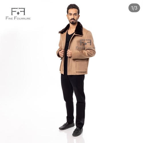 Fabric Jacket  With Cotton  Lining With Rex Rabbit -0105- Beige