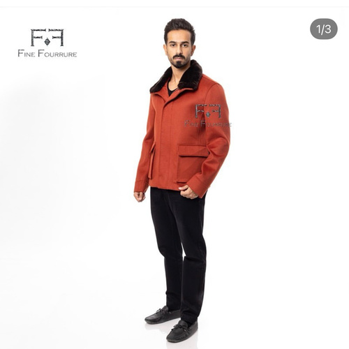 Fabric Jacket  With Cotton  Lining With Rex Rabbit -0105- Orange