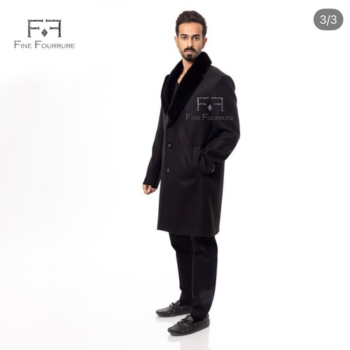 Fabric Jacket  With Cotton Lining and Mink Fur-021-9 Black/Black