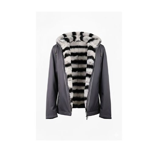 Raincoat Jacket With Rex Rabbit Fur Lining And Hood - 0018 - 89