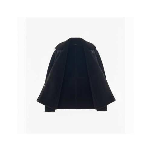 Raincoat Jacket With Fur Rex Rabbit - 0012 - Black/Black