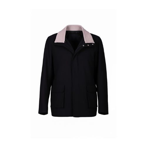 Fabric Jacket  With Cotton  Lining And High Neck With Rex Rabbit - 024 - 9