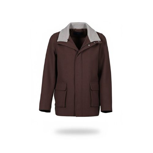 Fabric Jacket  With Cotton  Lining And High Neck With Rex Rabbit - 024 - 39