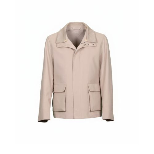 Fabric Jacket  With Cotton  Lining And High Neck With Rex Rabbit - 022 - 26