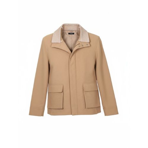 Fabric Jacket  With Cotton  Lining And High Neck With Rex Rabbit - 022 - 15