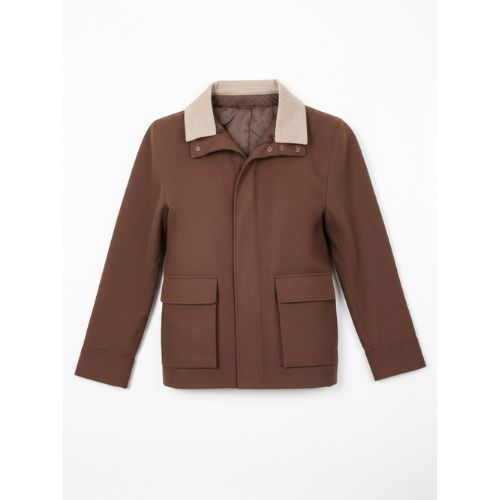 Fabric Jacket  With Cotton  Lining And High Neck With Rex Rabbit - 022 - 39