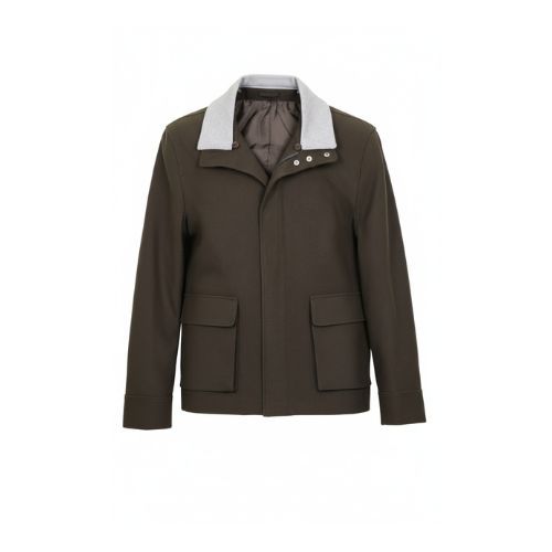 Fabric Jacket  With Cotton  Lining And High Neck With Rex Rabbit - 022 - 12