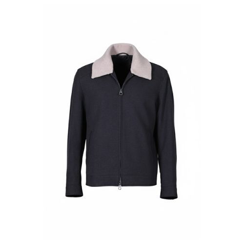 Fabric Jacket  With Cotton  Lining And High Neck With Rex Rabbit - 025 - 35