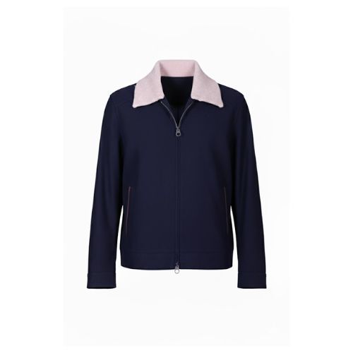 Fabric Jacket  With Cotton  Lining And High Neck With Rex Rabbit - 025 - 8