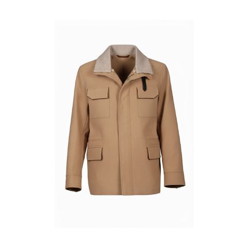 Fabric Jacket  With Cotton  Lining And High Neck With Rex Rabbit - 026 - 15