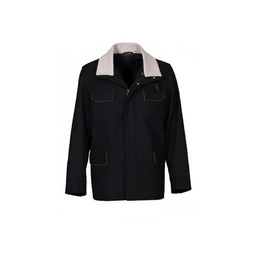 Fabric Jacket  With Cotton  Lining And High Neck With Rex Rabbit - 026 - 9