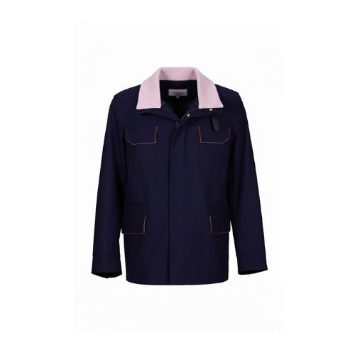 Fabric Jacket  With Cotton  Lining And High Neck With Rex Rabbit - 026 - 8