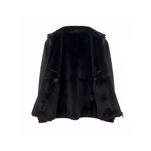 Raincoat Jacket With Lining Fur Rex Rabbit - 0110 - Brown