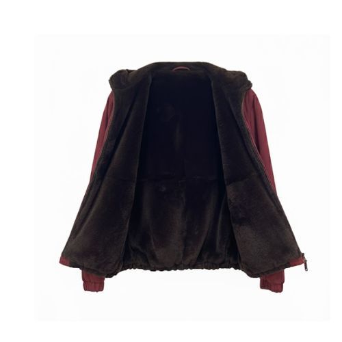 Raincoat Jacket With Lining Fur Rex Rabbit - 0110 - Maroon