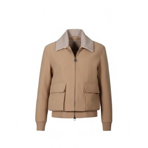 Fabric Jacket  With Cotton  Lining And High Neck With Rex Rabbit - 023 - 15
