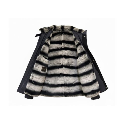Raincoat Jacket With Fur Rex Rabbit, Lining and Hood - 0013 - 89