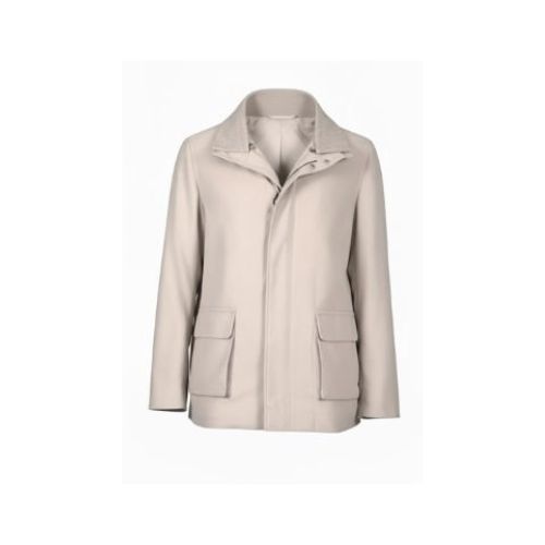 Fabric Jacket  With Cotton  Lining And High Neck With Rex Rabbit - 024 - 26