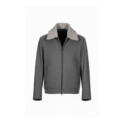 Fabric Jacket  With Cotton  Lining And High Neck With Rex Rabbit - 025 - 6