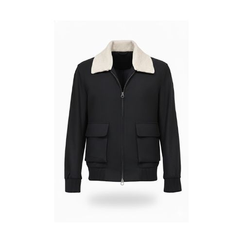 Fabric Jacket  With Cotton  Lining And High Neck With Rex Rabbit - 023 - 9