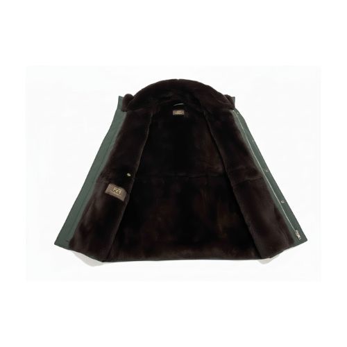 Raincoat Vest With Fur Rex Rabbit-0122- Green