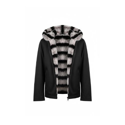 Raincoat Jacket With Rex Rabbit Fur Lining And Hood - 0018 - 3