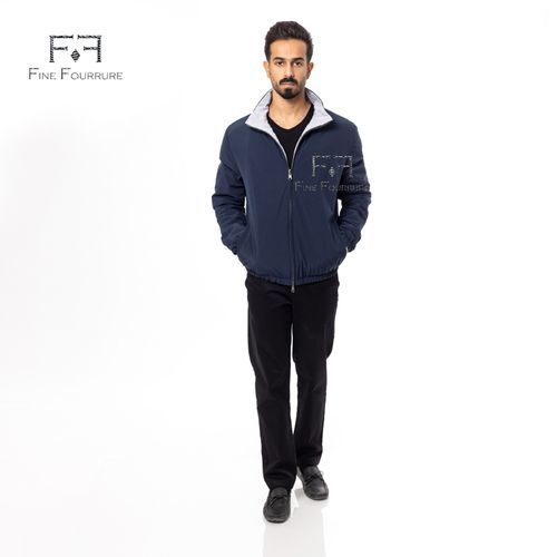 Raincoat Jacket With Cotton Double Face -0116- Navy Blue