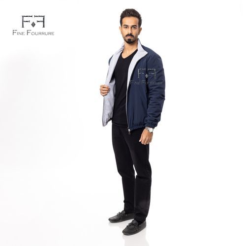 Raincoat Jacket With Cotton Double Face -0116- Navy Blue