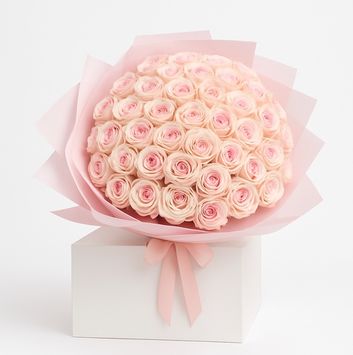 Blush Elegance - A bouquet of 50 handpicked pink roses. perfect for any occasion that calls for a touch of luxury.