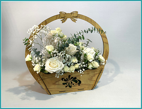 Gp280 - wood box fresh flowers  size 40*37