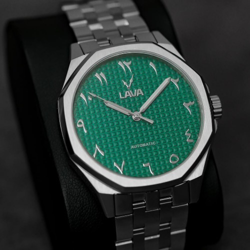 LAVA 2021 Automatic Green Dail - TECHNICAL DETAILS _________________________ - Case Size : 40 mm  - STRAP: STAINLESS STEEL . - Glass: Sapphire Glass. - MOVEMENT: AUTOMATIC  - WATER RESISTANCE 5ATM  - 1 YEAR WARRANTY