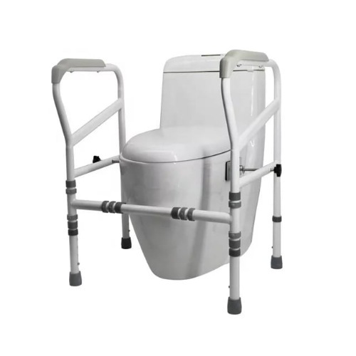 Medical Tech General Trading - Stand for Syphilis Bathroom - The toilet support stand is designed to provide support for the elderly, pregnant women and disabled people while using the toilet. There are 4 adjustable widths and 4 adjustable lengths, meet the needs of you and your family. Features: Adjustable height adjustable toilet frame. Clip on one-piece molded seat. The edges are cut for comfort and have a partial cut to facilitate easy personal hygiene. Allowing the frame to be assembled or disassembled without the need for any tools. Anti-slip handrail ensures safety. Easy to install without tools, it needs to be attached to the toilet. Provides support for the elderly, pregnant and disabled while using the toilet