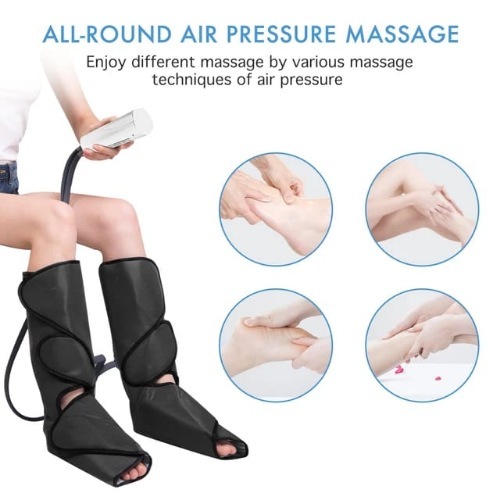 Medical Tech General Trading - Foot and Leg Massage - 1. A foot and leg massager with heating and rotation to relieve pain and swelling for the leg and foot. 2. 2 heating modes and 3 massage modes can be controlled according to need. 3. 20 minutes auto shut-off function, very useful for the elderly. 4. Removable fabric cover 5. Easy to clean and maintain hygiene. 6.The size of the device is flexible to fit all sizes.