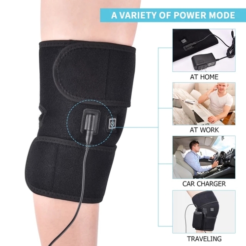 Knee strap with heating feature for pain relief