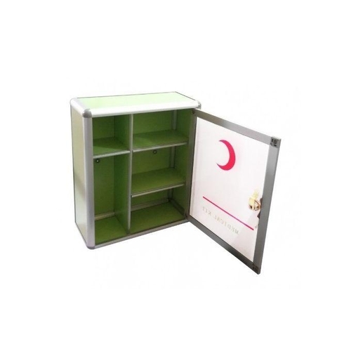 صندوق الاسعافات  للحائط - 34 × 29 × 13 سم - المنيوم - اخضر / شفاف