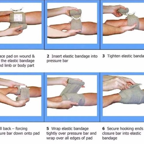 Sterile compression bandage to stop severe bleeding in emergency situations