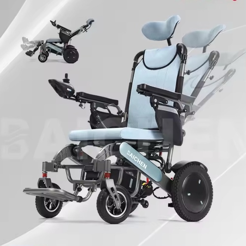 Electric chair with high back and reclining function - A state-of-the-art electric wheelchair designed to provide the highest level of comfort and medical support for rehabilitation patients, the elderly, and people with disabilities. It combines powerful performance with an ergonomic design for everyday use, both at home and outdoors.
⭐ Features:
• 🔹 High backrest with manual recline for spinal comfort
• 🔹 Ergonomic headrest that supports the neck during extended periods of sitting
• 🔹 Four-wheel shock absorption system for a smoother ride
• 🔹 Powerful, easy-to-control electric motor
• 🔹 Movable armrests and adjustable footrest
• 🔹 Stable, safe, and suitable for outdoor use
• 🔹 Certified with quality standards (CE/ISO/UKCA)
🎯 Suitable for:
• Stroke patients
• Post-operative rehabilitation
• The elderly
• Home, clinic, and hospital use