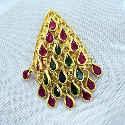 Pendant Gold(21k)with stones gold weight (15.75)gr Making(2kd)size (S)