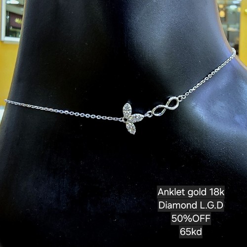 Anklet Lab grown Diamond (0.14)crt gold 18k(1.8)gr VVS/FG (25cm)