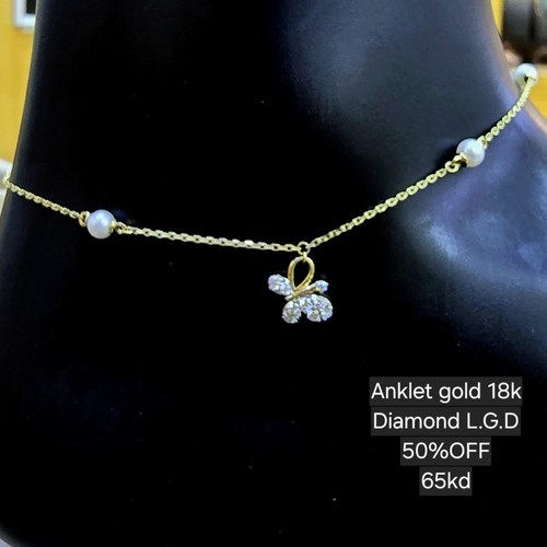 Anklet Lab grown Diamond (0.16)crt gold 18k(2)gr VVS/FG (25cm)