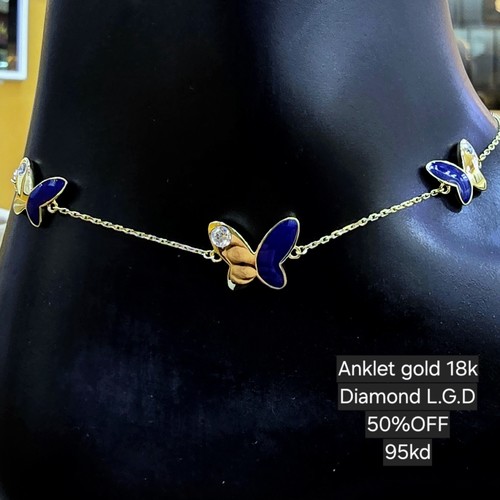 DIVER JEWELLERY (مجوهرات الغواص) - Anklet Lab grown Diamond (0.14)crt gold 18k(3.5)gr VVS/FG (25cm)