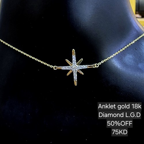 DIVER JEWELLERY (مجوهرات الغواص) - Anklet Lab grown Diamond (0.16)crt gold 18k(1.9)gr VVS/FG (25cm)