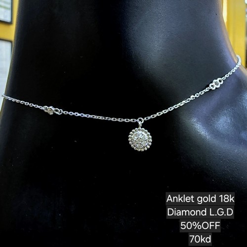 Anklet Lab grown Diamond (0.14)crt gold 18k(1.8)gr VVS/FG (25cm)