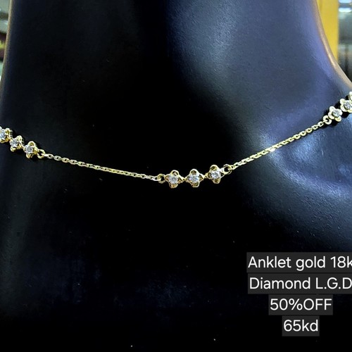 Anklet Lab grown Diamond (0.16)crt gold 18k(2.2)gr VVS/FG (25cm)